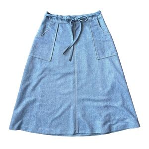 Vintage denim style midi/knee wrap skirt with POCKETS